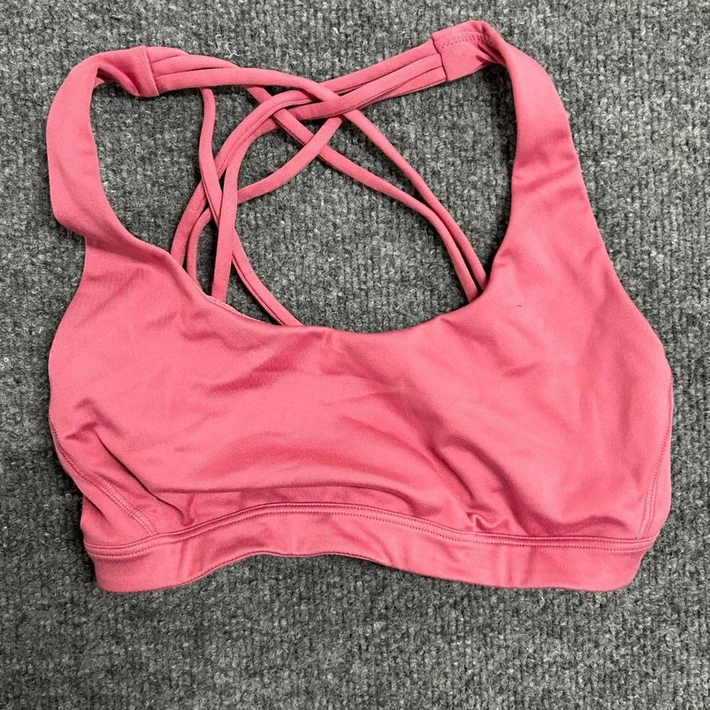 Victoria's Secret Sports Bra Womens Size XS Pink Strappy Crisscross Back Yoga